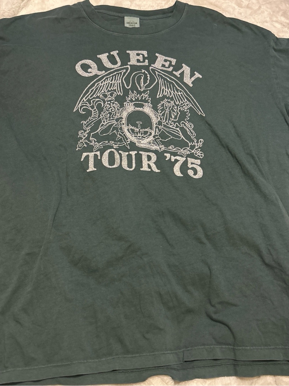 American Eagle Outfitters Dark Green Queen Tour '75 Graphic Tee oversized